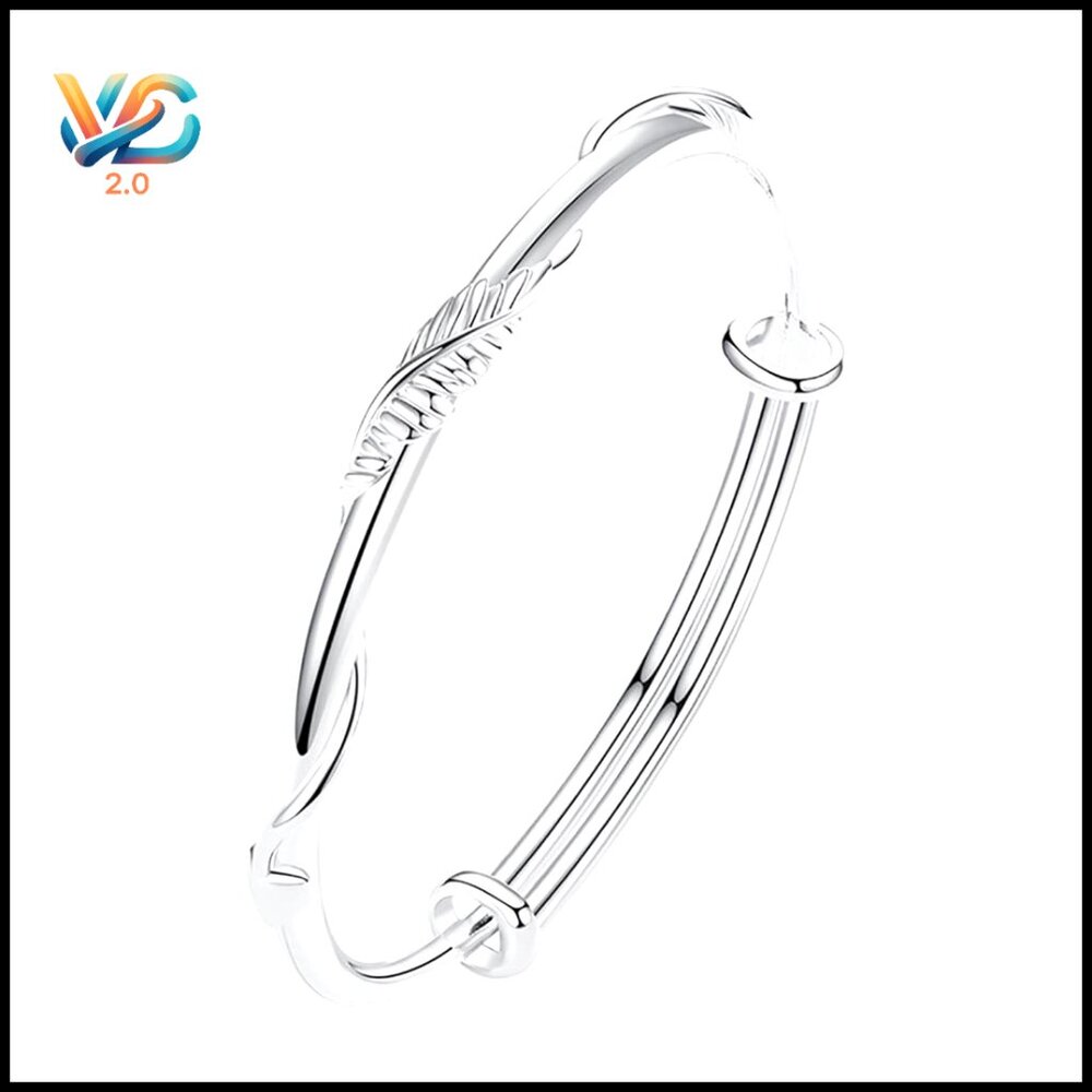 925 Sterling Silver Adjustable Bangle Bracelet, S… - image 1